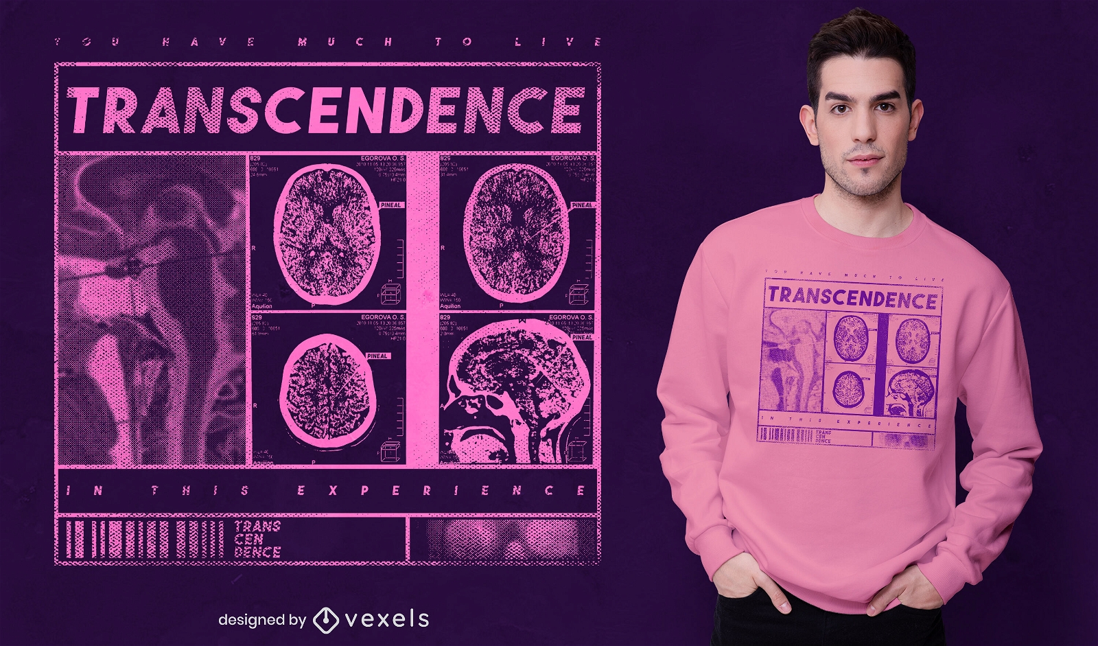 Transcendence brain xray psd t-shirt design