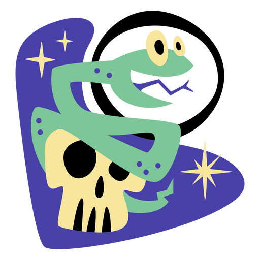 Halloween snake and skull modern cartoon PNG Design