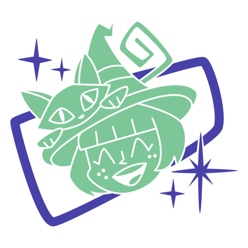 Personagem de bruxa com desenho moderno de gato Desenho PNG