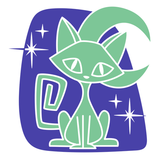 Cat mid century halloween cartoon PNG Design