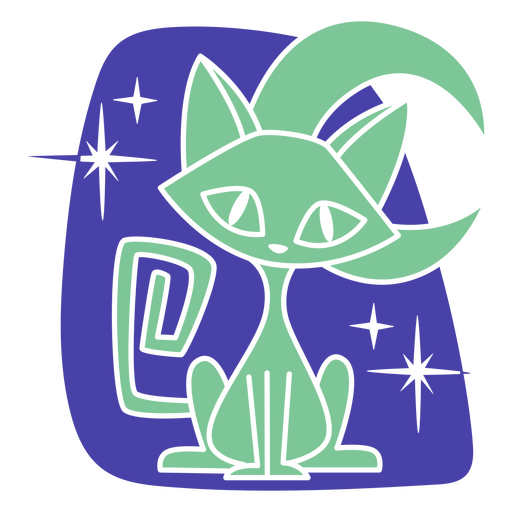 Desenhos animados do dia das bruxas do meio do século do gato Desenho PNG