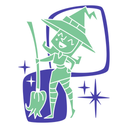 Hexenzeichentrickfigur im Stil des Jahrhunderts PNG-Design
