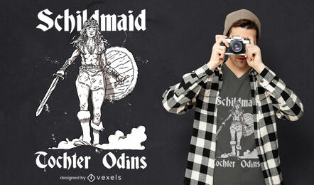 Viking woman warrior hand drawn t-shirt design