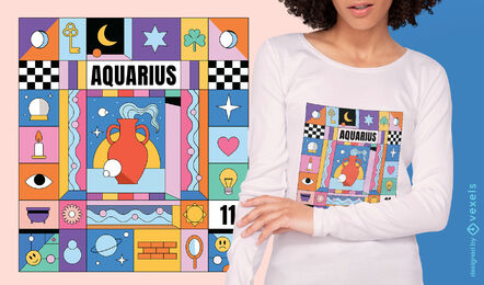 Aquarius colorful zodiac sign t-shirt design