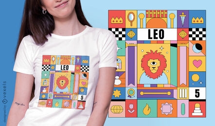Diseño de camiseta de signo del zodiaco colorido de Leo