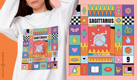Sagittarius colorful zodiac sign t-shirt design
