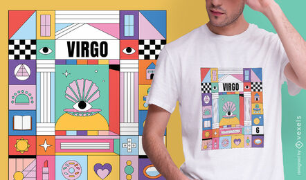 Diseño de camiseta de signo del zodiaco colorido de Virgo