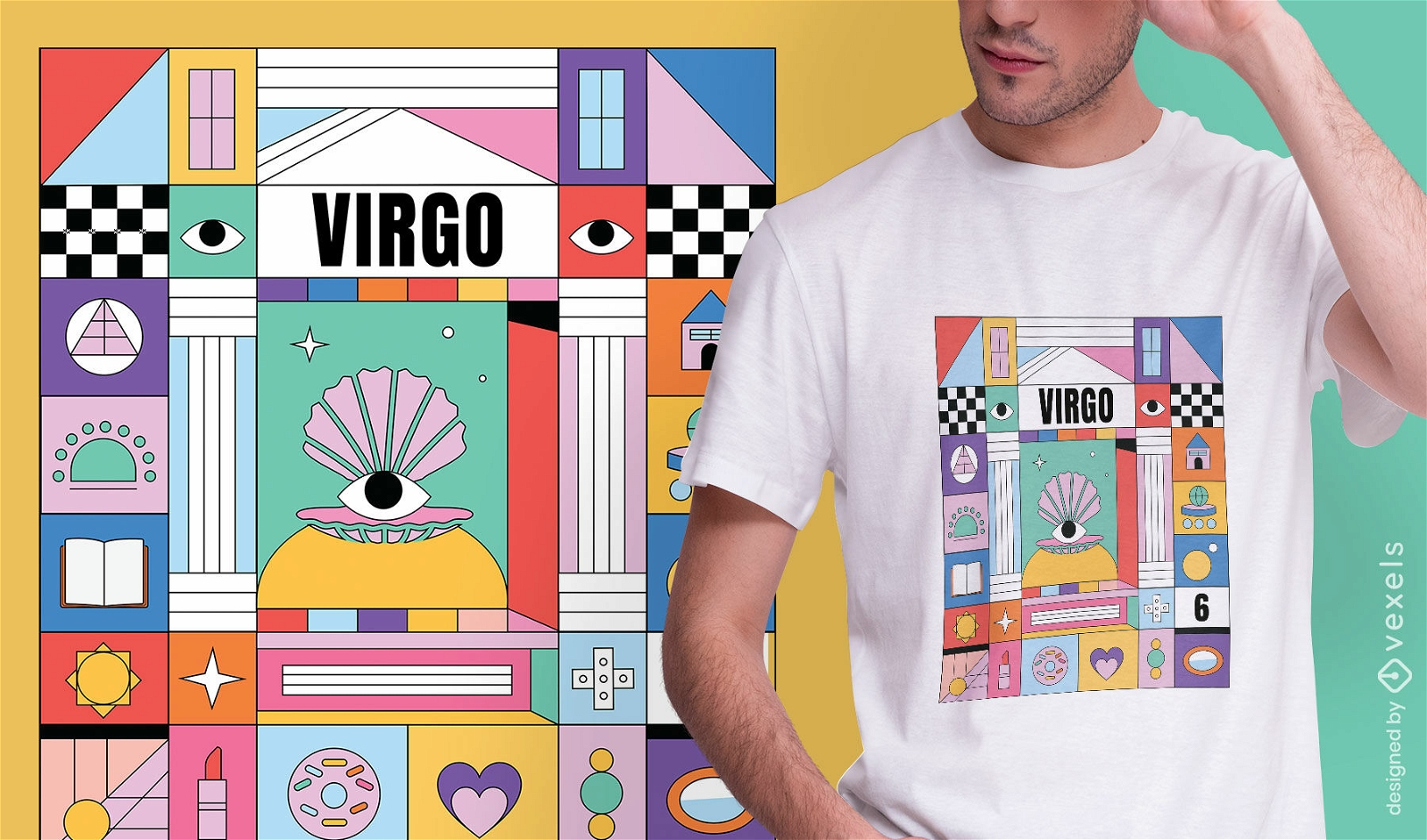 Virgo colorful zodiac sign t-shirt design