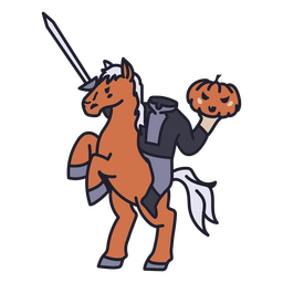Jinete de caballo sin cabeza espeluznante de dibujos animados Diseño PNG