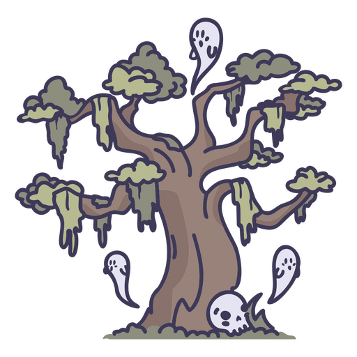 Cute haunted tree PNG Design
