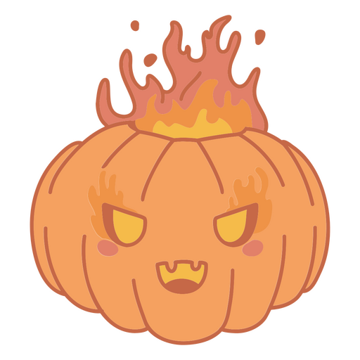 Cute pumpkin on fire PNG Design