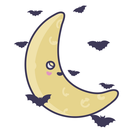 Cute halloween moon cartoon PNG Design