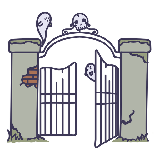 Cute haunted graveyard gates PNG Design