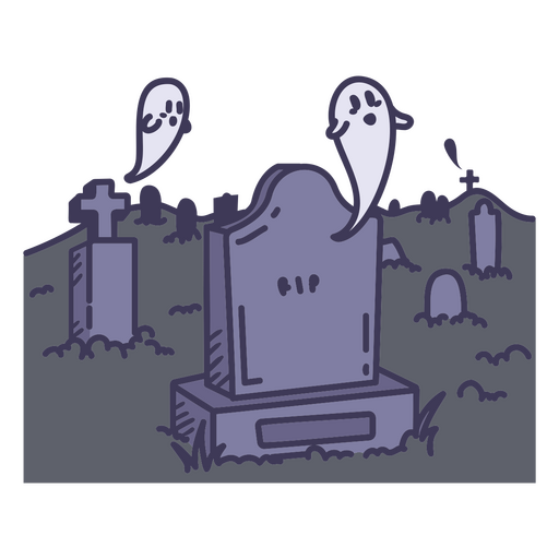 Cute haunted graveyard ghosts PNG Design