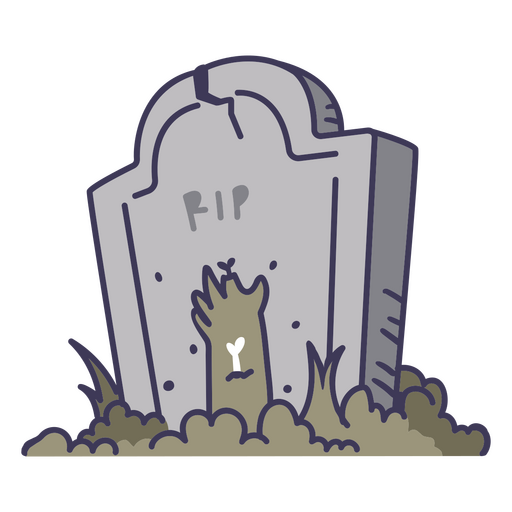 Cartoon zombie hand graveyard stone PNG Design