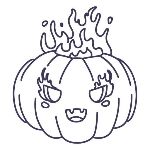 Ab?bora fofa de halloween em chamas Desenho PNG