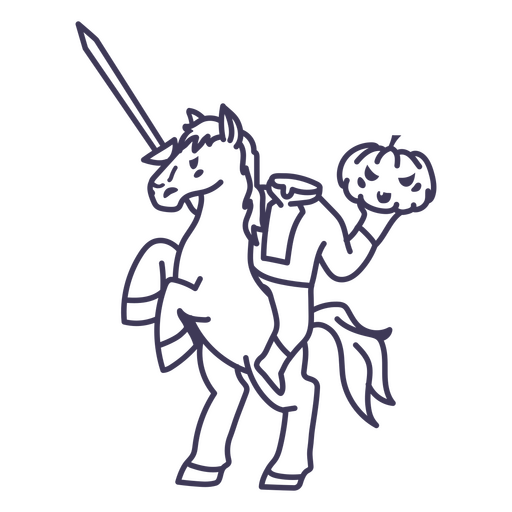 Cavaleiro de cavalo sem cabeça de halloween dos desenhos animados Desenho PNG