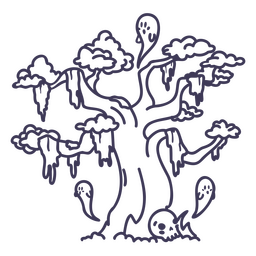 Cute haunted tree ghosts PNG Design