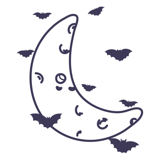 Linda luna con murciélagos Diseño PNG