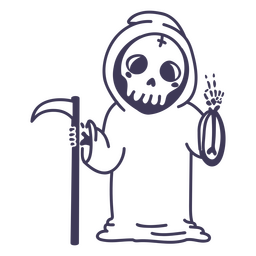 Cute reaper cartoon peace sign PNG Design