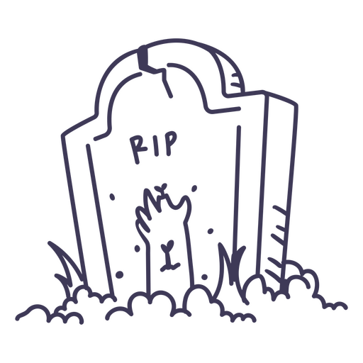 Cartoon zombie hand cemetery stone PNG Design