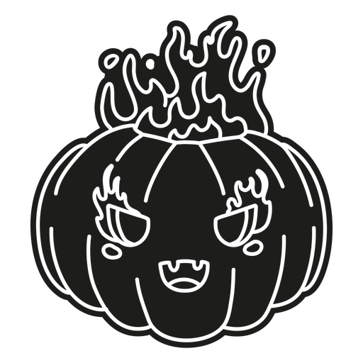 Cute pumpkin character on fire PNG Design
