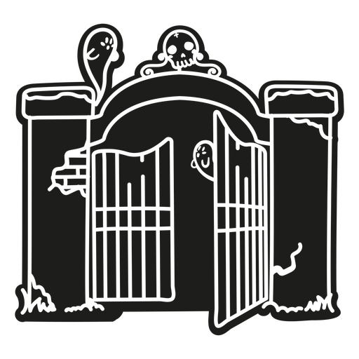 Haunted graveyard gates cutout PNG Design