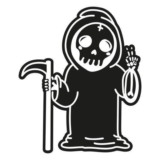 Cute dark reaper cartoon character PNG Design