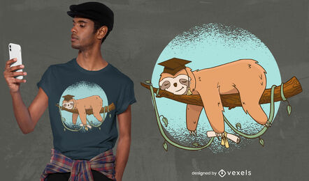 Graduated sloth sleeping in branch t-shirt design