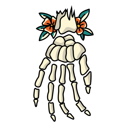 M?o de esqueleto humano floral Desenho PNG