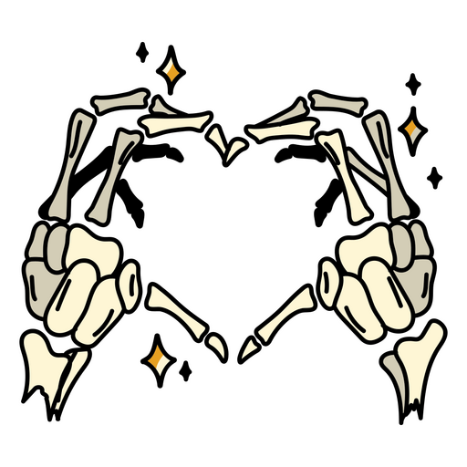 Human skeleton  hands heart sign PNG Design