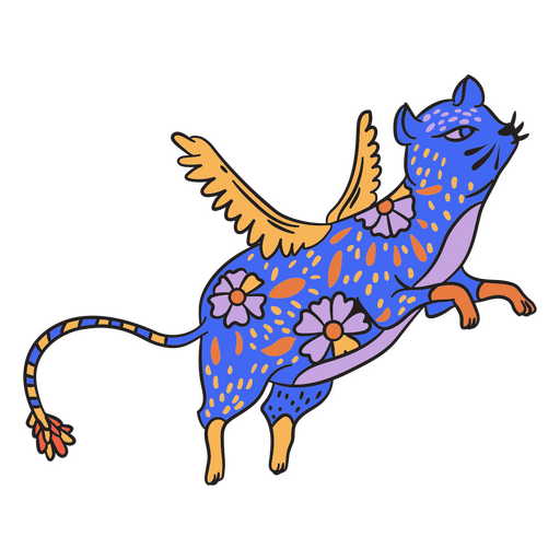 Mexican folk alebrije flying rodent PNG Design