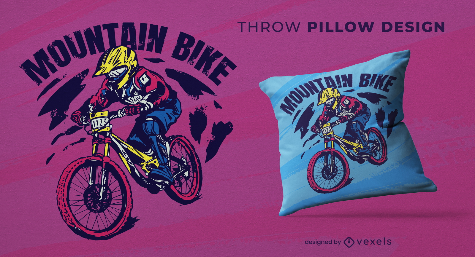 Diseño de almohada de tiro de bicicleta de montaña