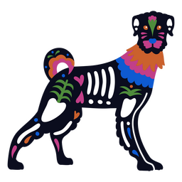 Esqueleto de fiesta mexicana de perro alto Diseño PNG