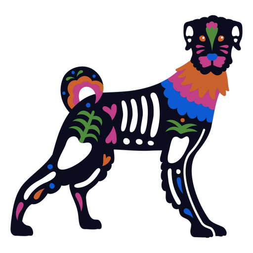 Esqueleto de fiesta mexicana de perro alto Diseño PNG