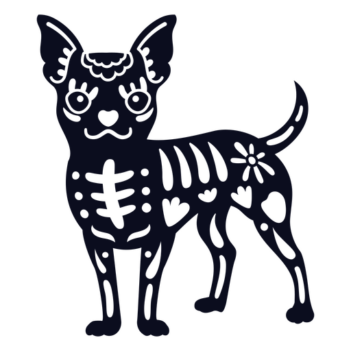 Esqueleto de fiesta mexicana de perro chihuahua Diseño PNG
