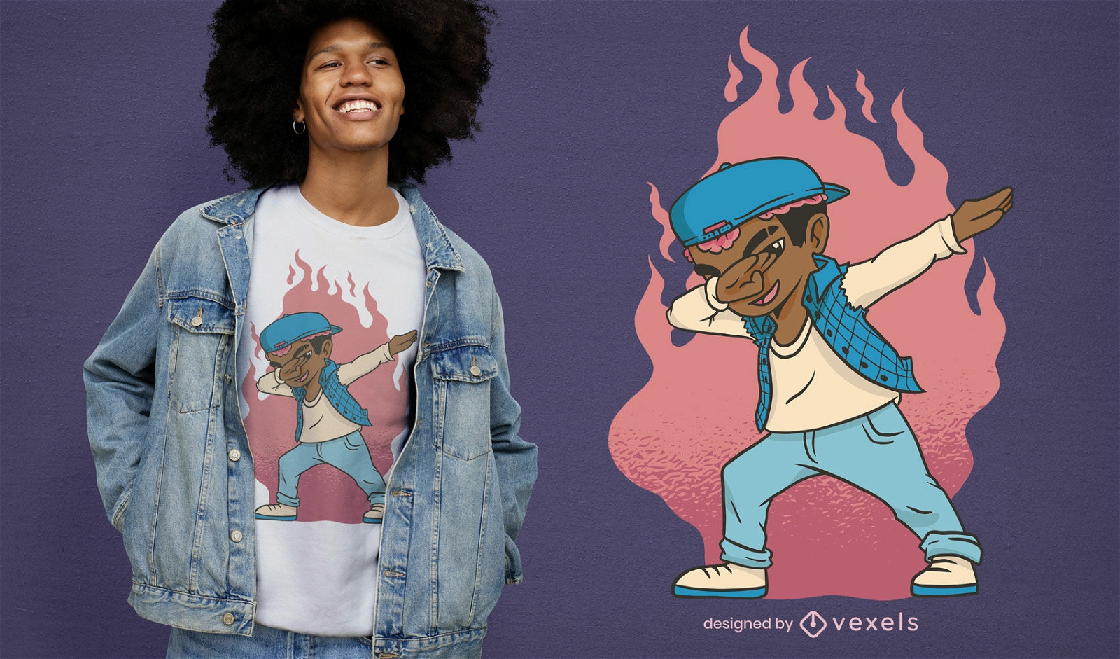 Black boy character dabbing t-shirt design