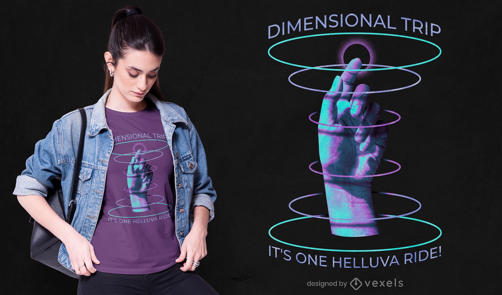 Dimensional Reise Hand PSD T-Shirt Design