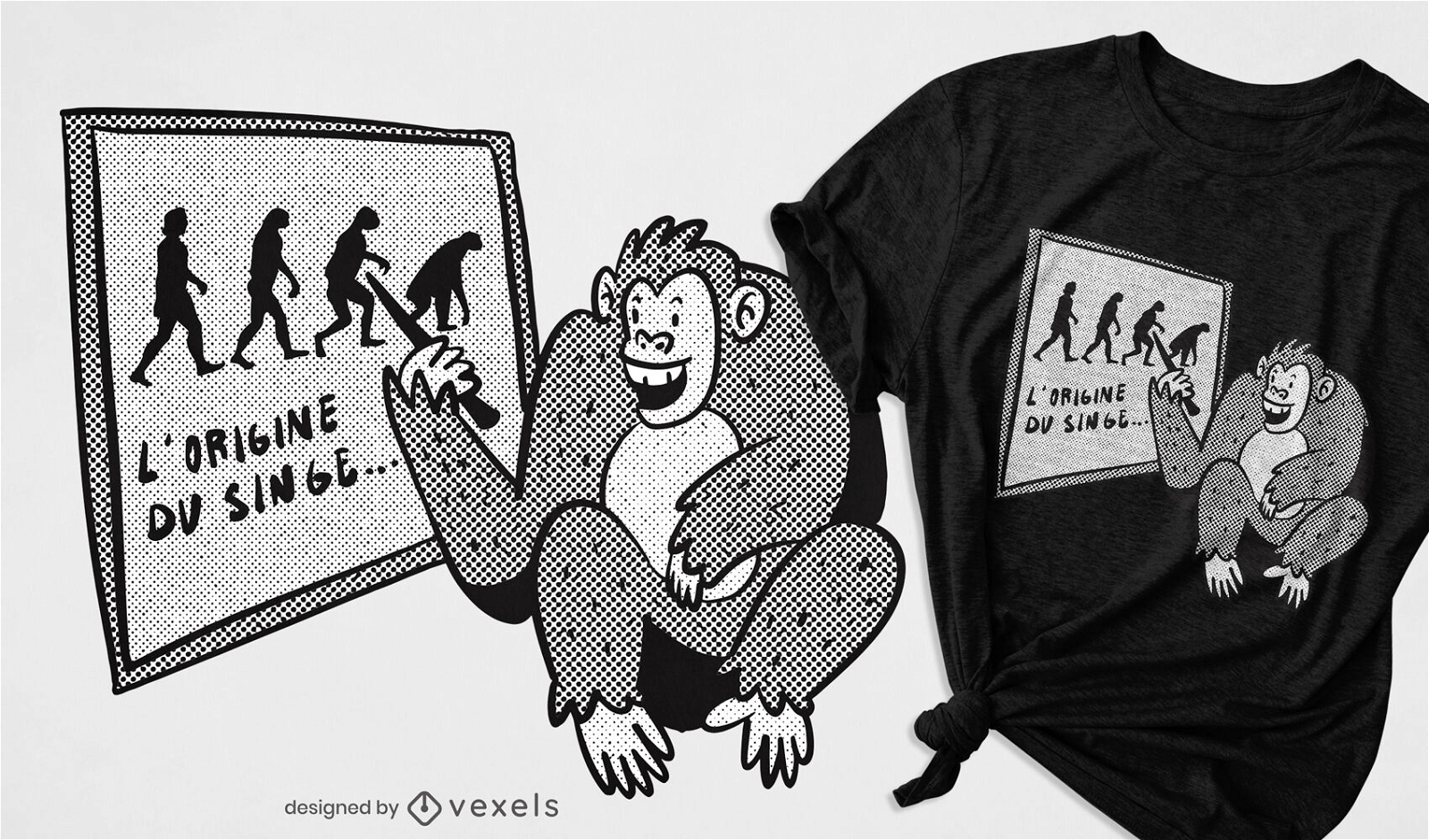 T-Shirt-Design f?r das Affen-Evolutionsdiagramm im Klassenzimmer