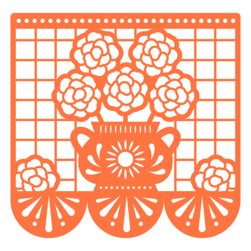 Decorações mexicanas de papel picado floral Desenho PNG