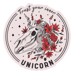 Unicorn skull quote badge PNG Design Transparent PNG