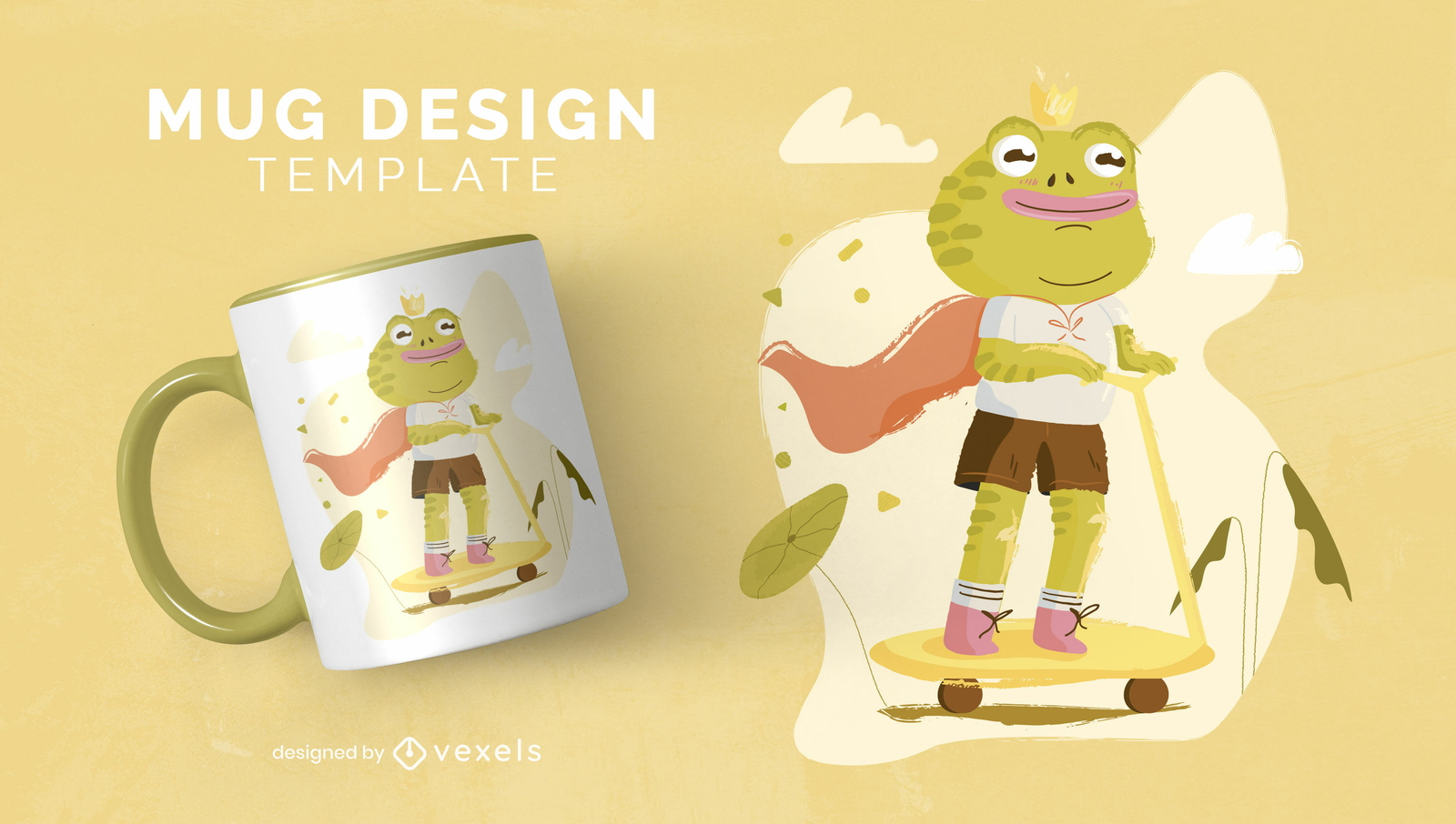 Happy frog animal child king mug template