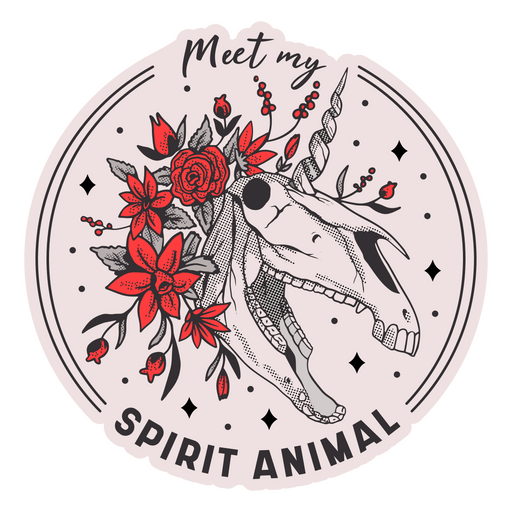 Unicorn skull spirit animal quote PNG Design