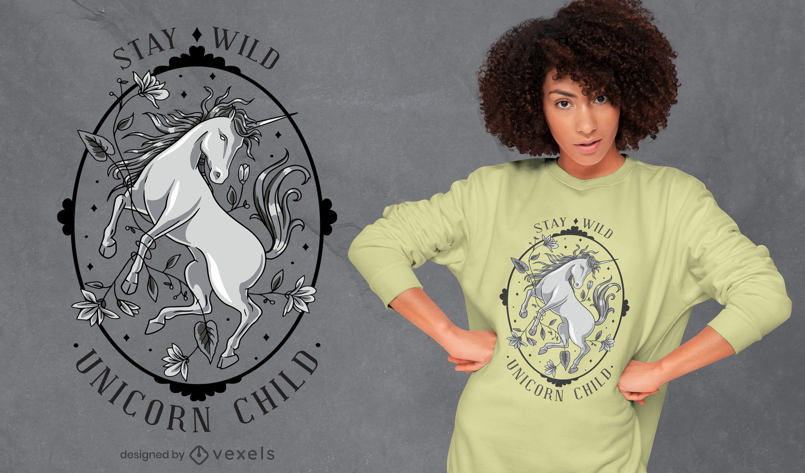 Diseño de camiseta de unicornio salvaje fresco