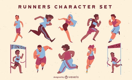 People running track competition character set