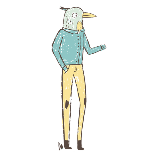 Personagem de p?ssaro vestido como um humano Desenho PNG