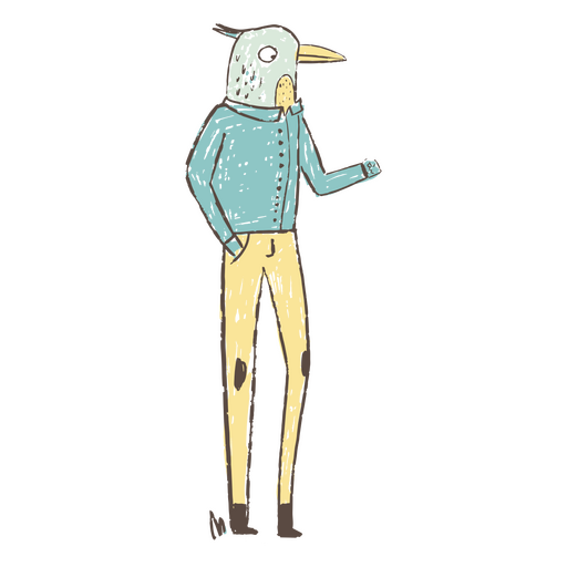 Personagem de pássaro vestido como um humano Desenho PNG