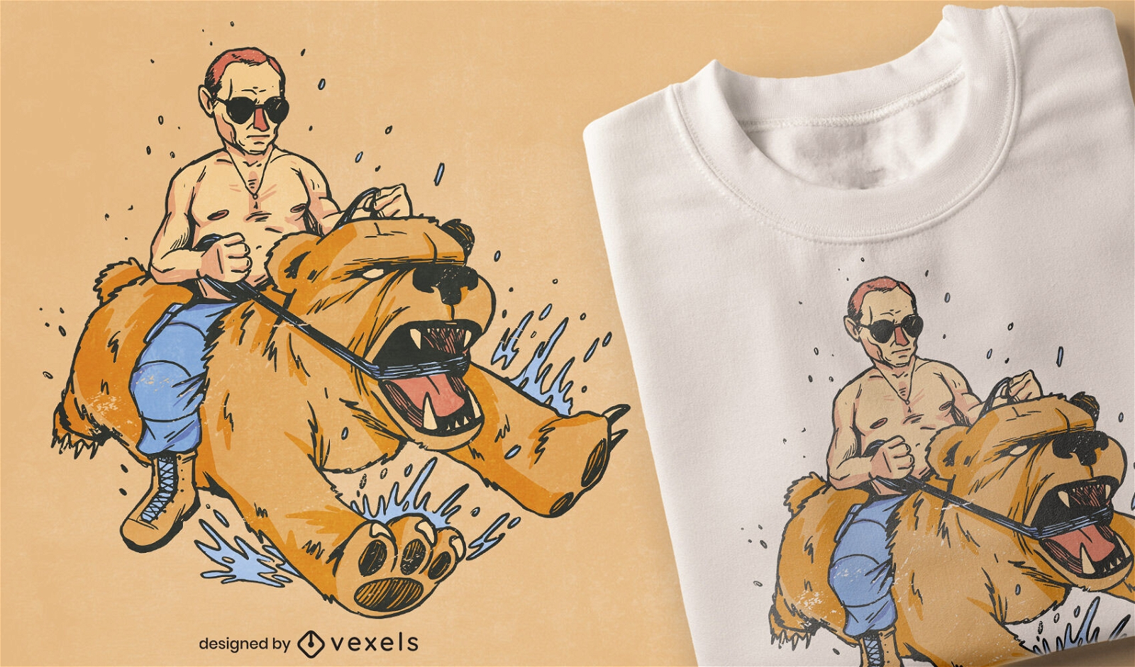 Vladimir Putin in bear meme t-shirt design