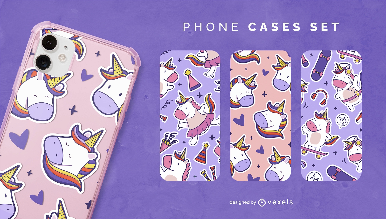 Happy unicorn creature phone case set