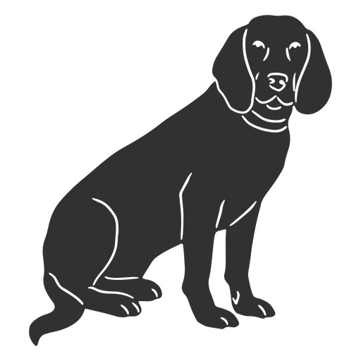 Perro bávaro sentado silueta Diseño PNG